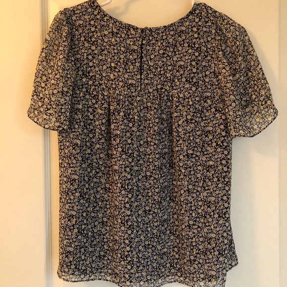 J.Crew silk flowered blouse, navy, white and gold - Picture 2 of 4